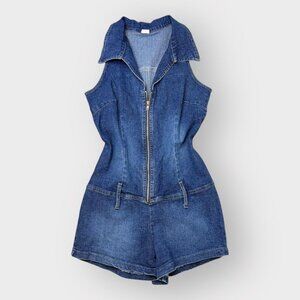 A’gaci Denim Zip Romper – Y2K Sleeveless Jumpsuit
